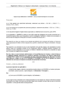 Première page de « Règlement intérieur »